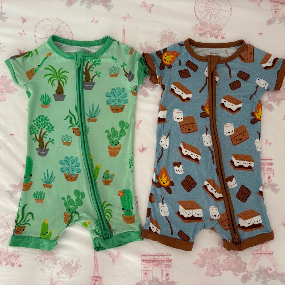 Little Sleepies Shorty *BUNDLE* S’mores Galore & Succulent Love (6-12mo) EUC